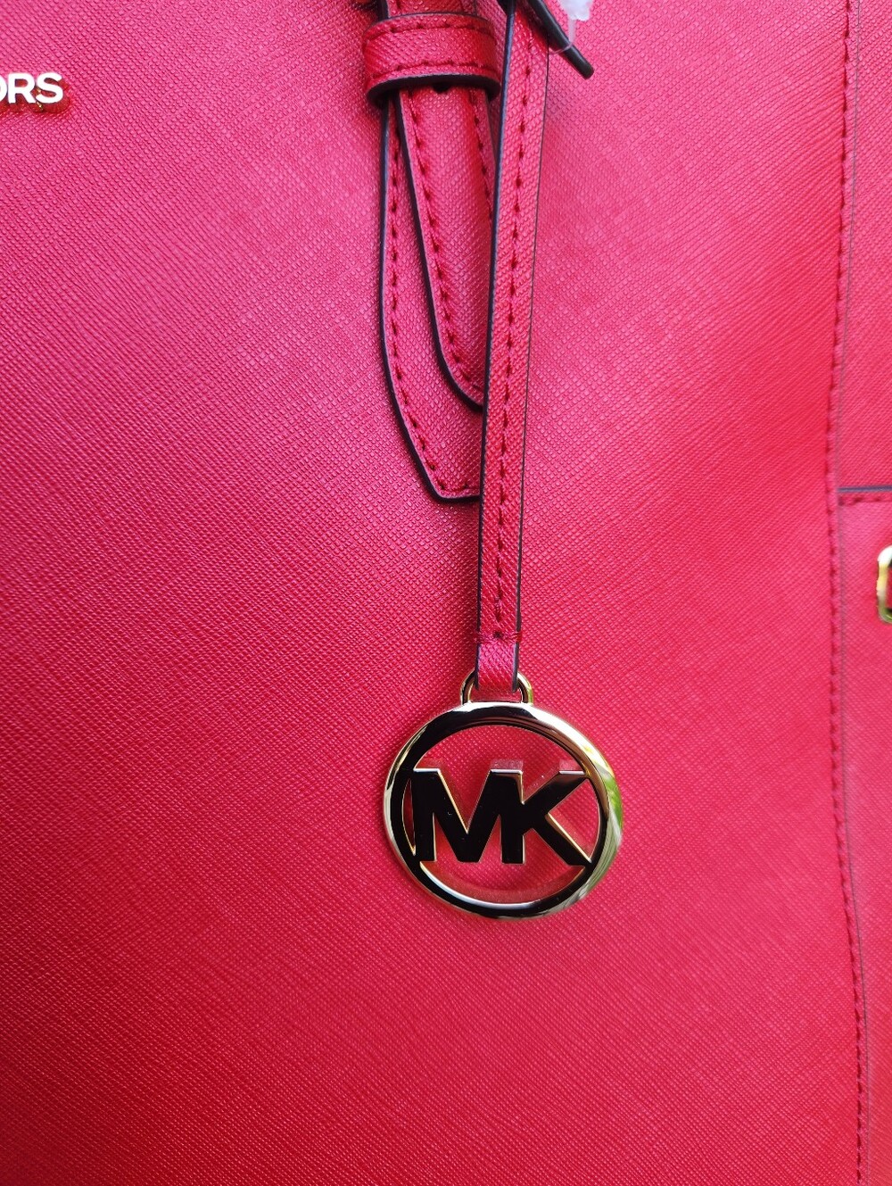 Michael Kors Red Saffiano Leather Tote - Picture 11 of 12